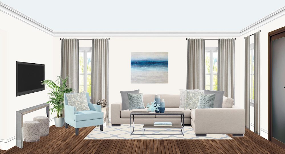 beach glam living room