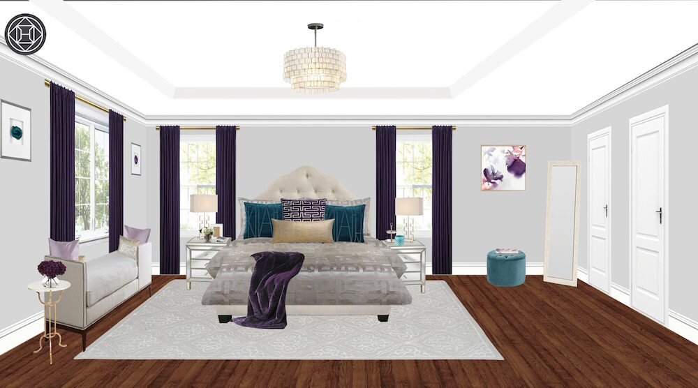 contemporary-bedroom-design-with-purple-drapes