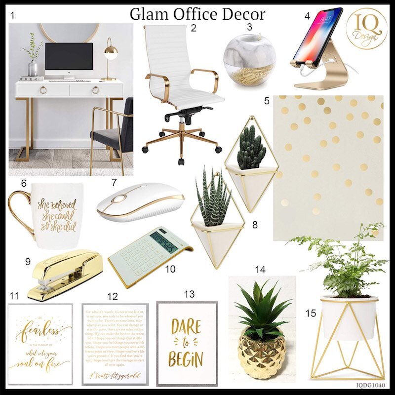 Black, White + Gold Office Decor