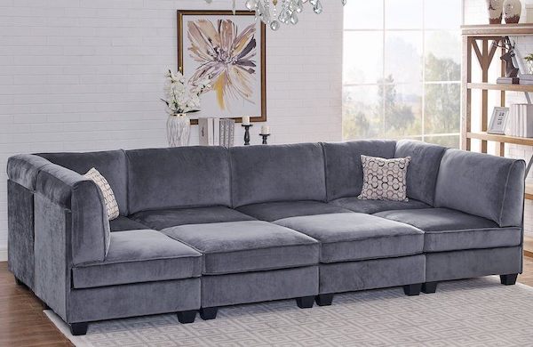 grey pit sectional sofa